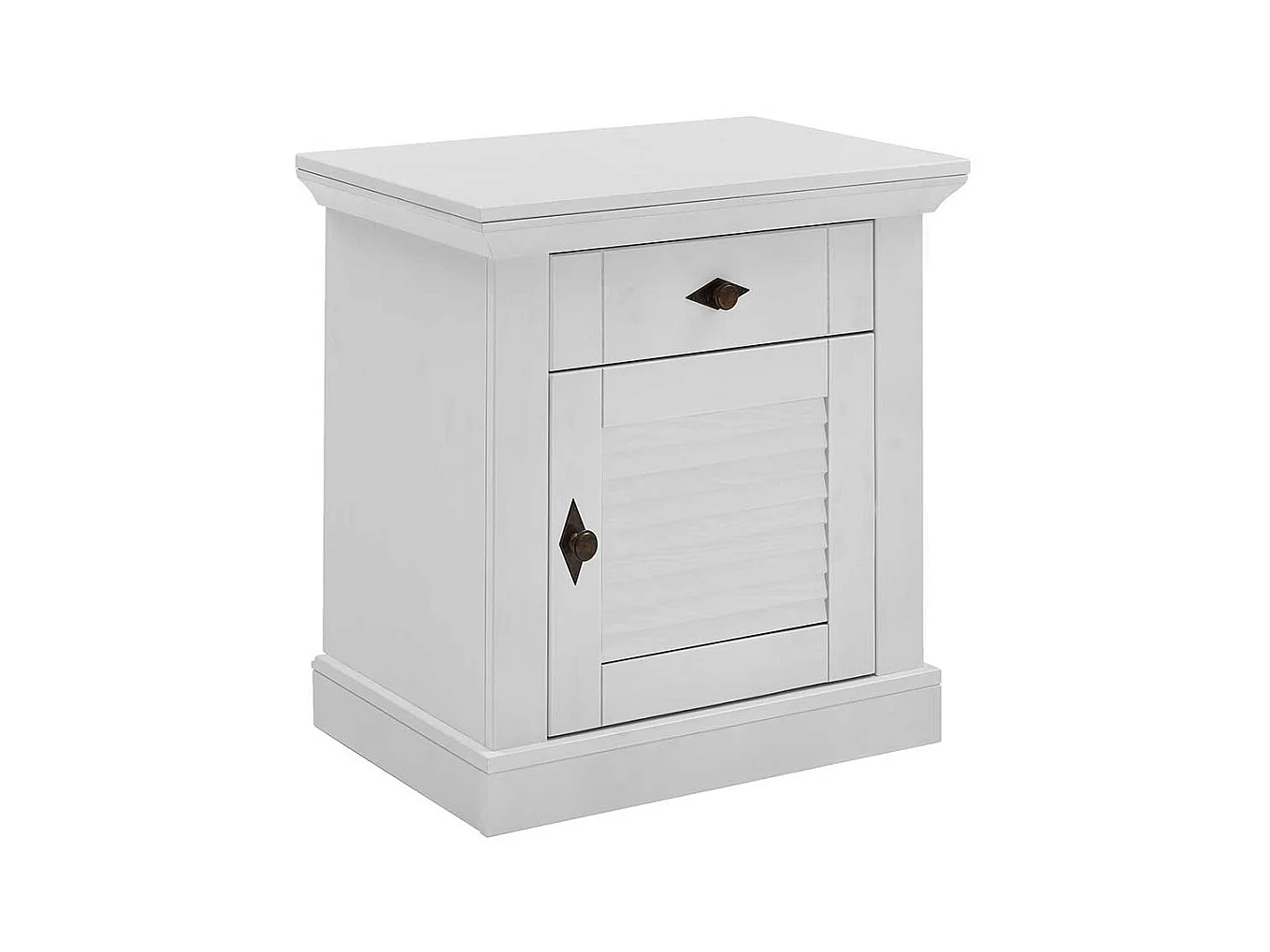 Landhaus Nachtkommode in Weiß Kiefer teilmassiv