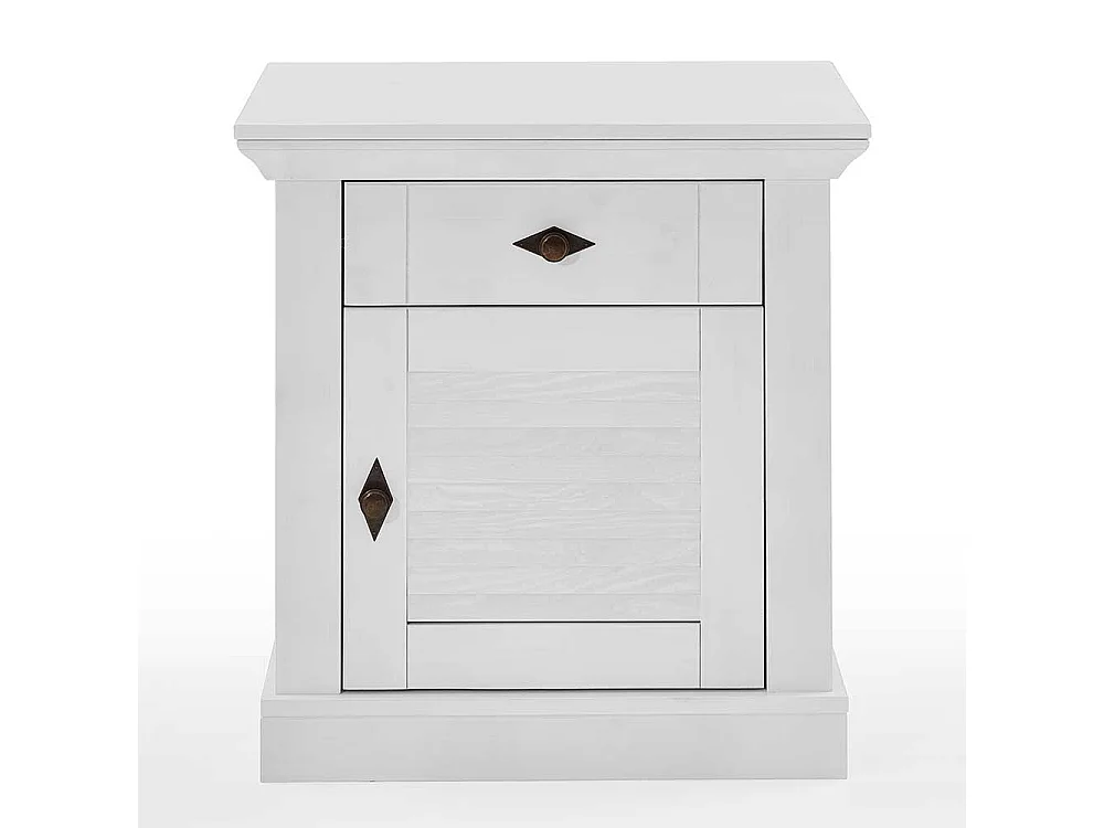 Landhaus Nachtkommode in Weiß Kiefer teilmassiv