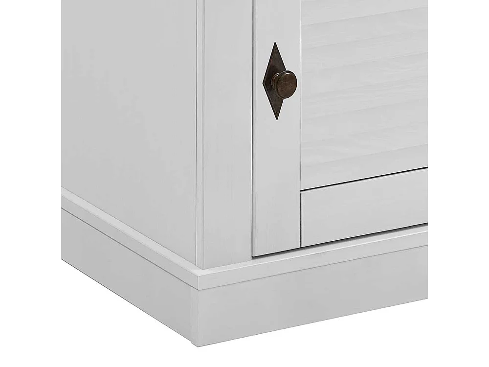 Landhaus Nachtkommode in Weiß Kiefer teilmassiv