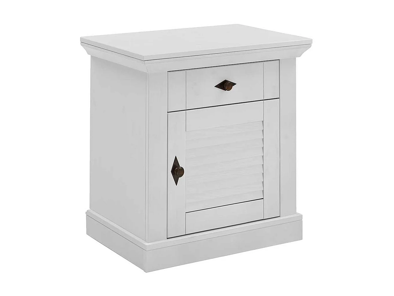 Landhaus Nachtkommode in Weiß Kiefer teilmassiv