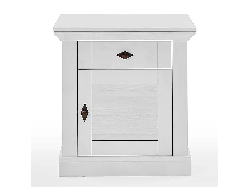 Landhaus Nachtkommode in Weiß Kiefer teilmassiv