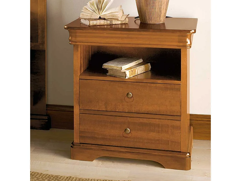 Nachttischschrank 61 cm hoch in Nussbaumfarben klassischen Stil