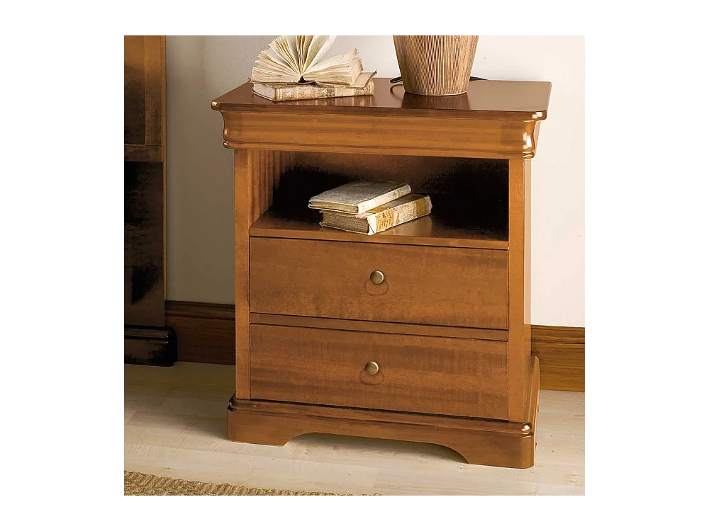 Nachttischschrank 61 cm hoch in Nussbaumfarben klassischen Stil