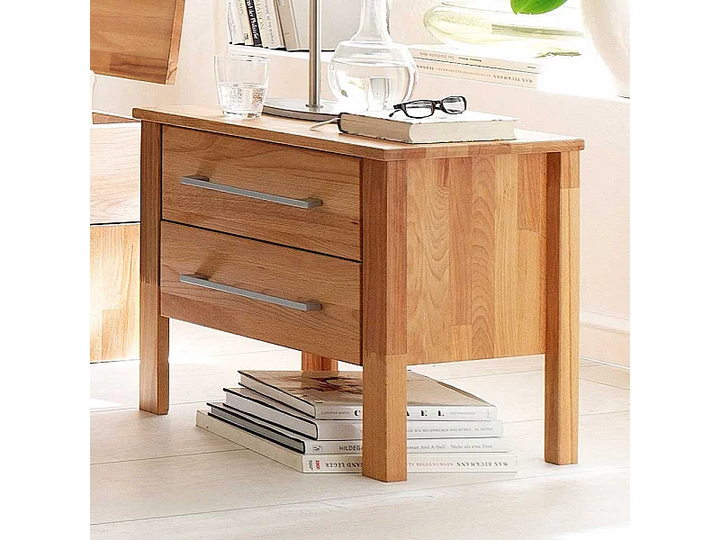 Nachtkommode aus Kernbuche Massivholz mit 2 Schubladen