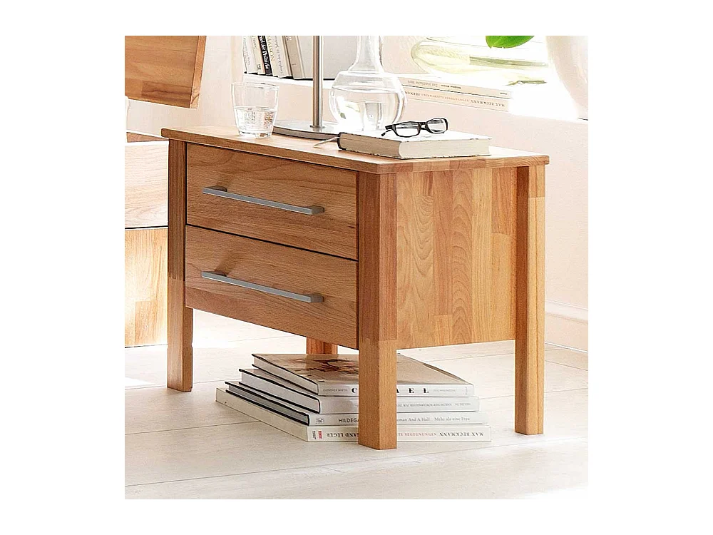 Nachtkommode aus Kernbuche Massivholz mit 2 Schubladen