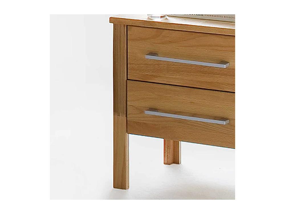 Nachtkommode aus Kernbuche Massivholz mit 2 Schubladen