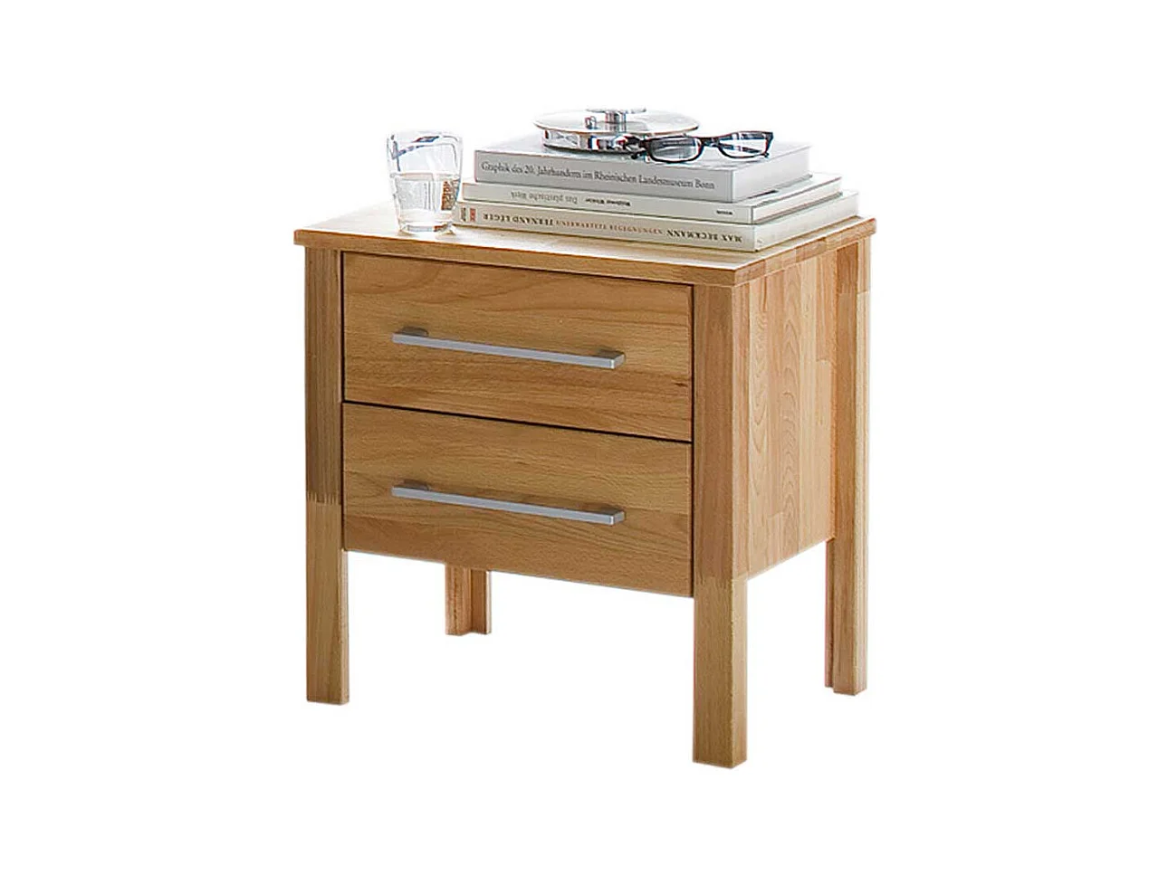Nachtkommode aus Kernbuche Massivholz mit 2 Schubladen