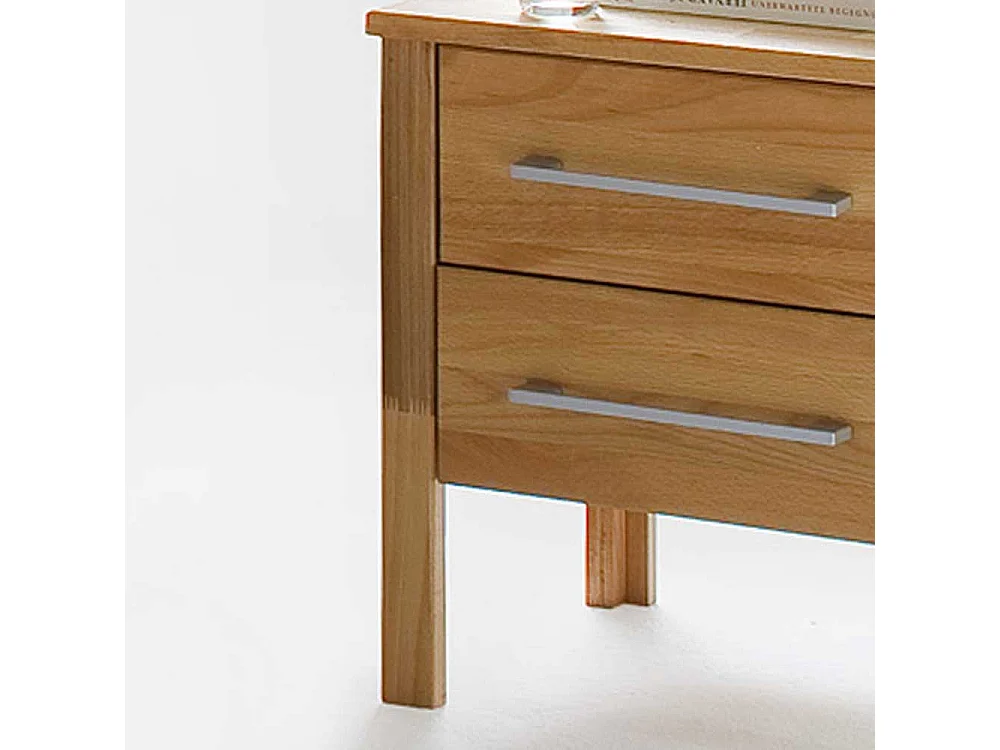 Nachtkommode aus Kernbuche Massivholz mit 2 Schubladen