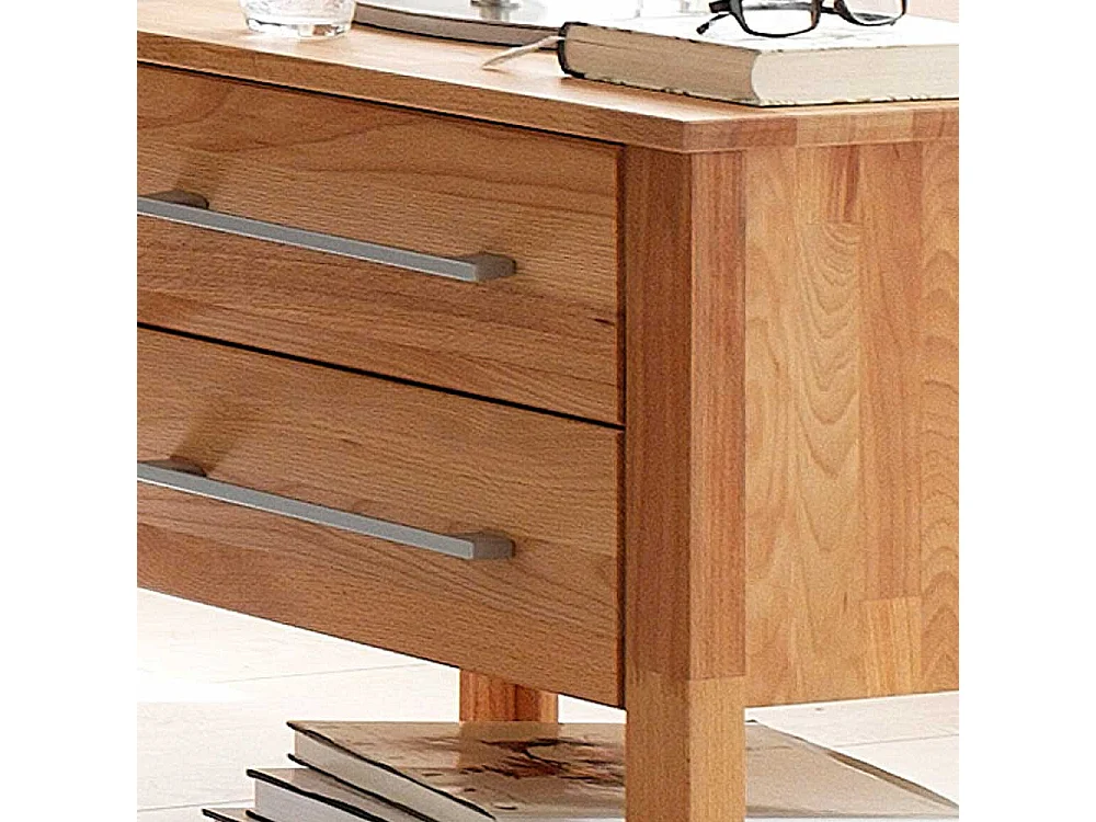 Nachtkommode aus Kernbuche Massivholz mit 2 Schubladen