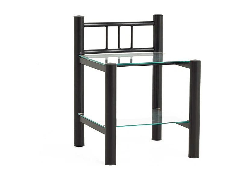 Nachttisch aus Eisen Schwarz Glas