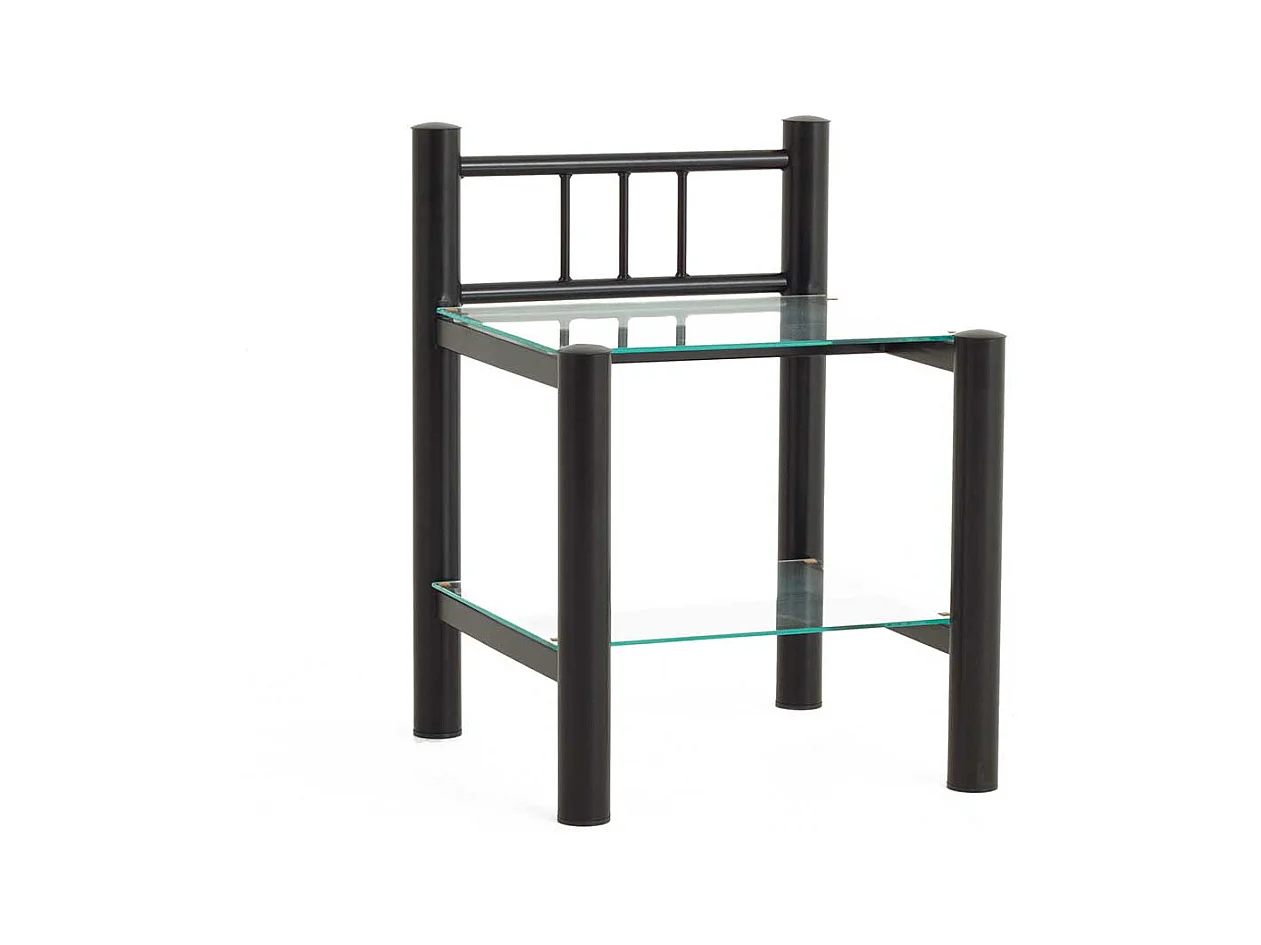 Nachttisch aus Eisen Schwarz Glas