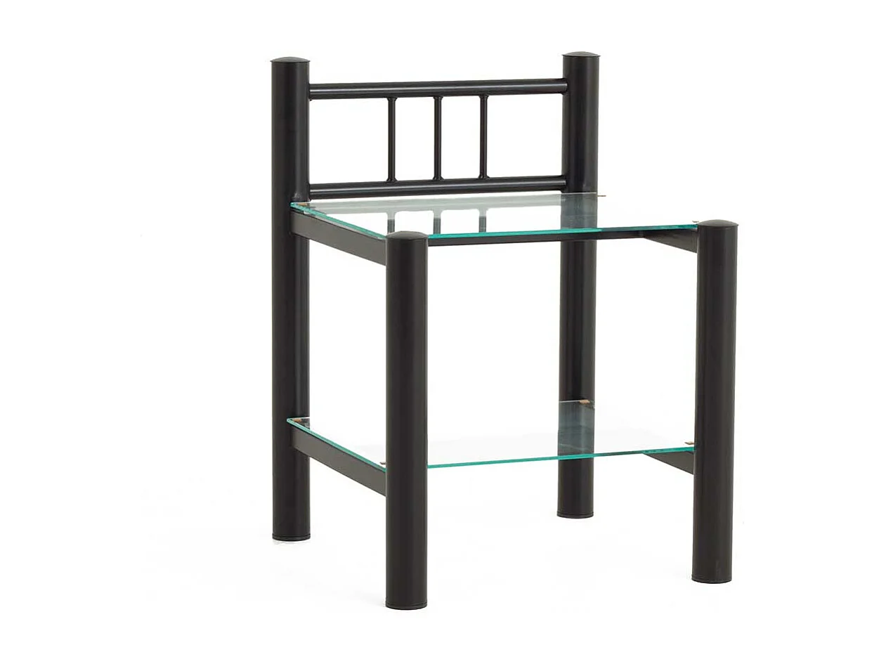 Nachttisch aus Eisen Schwarz Glas