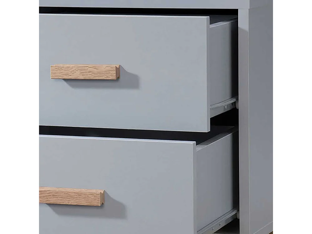 Nachttisch Nachtschrank in Grau mit zwei Schubladen