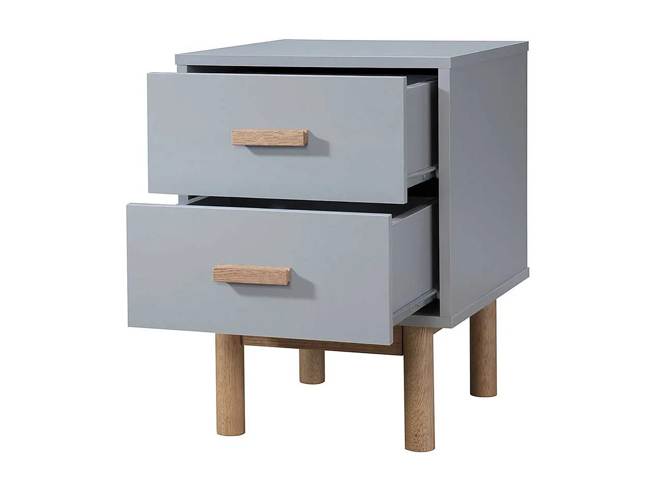 Nachttisch Nachtschrank in Grau mit zwei Schubladen