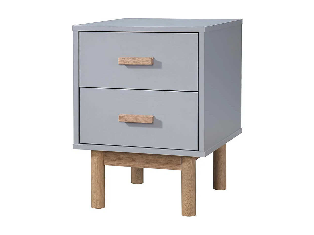 Nachttisch Nachtschrank in Grau mit zwei Schubladen