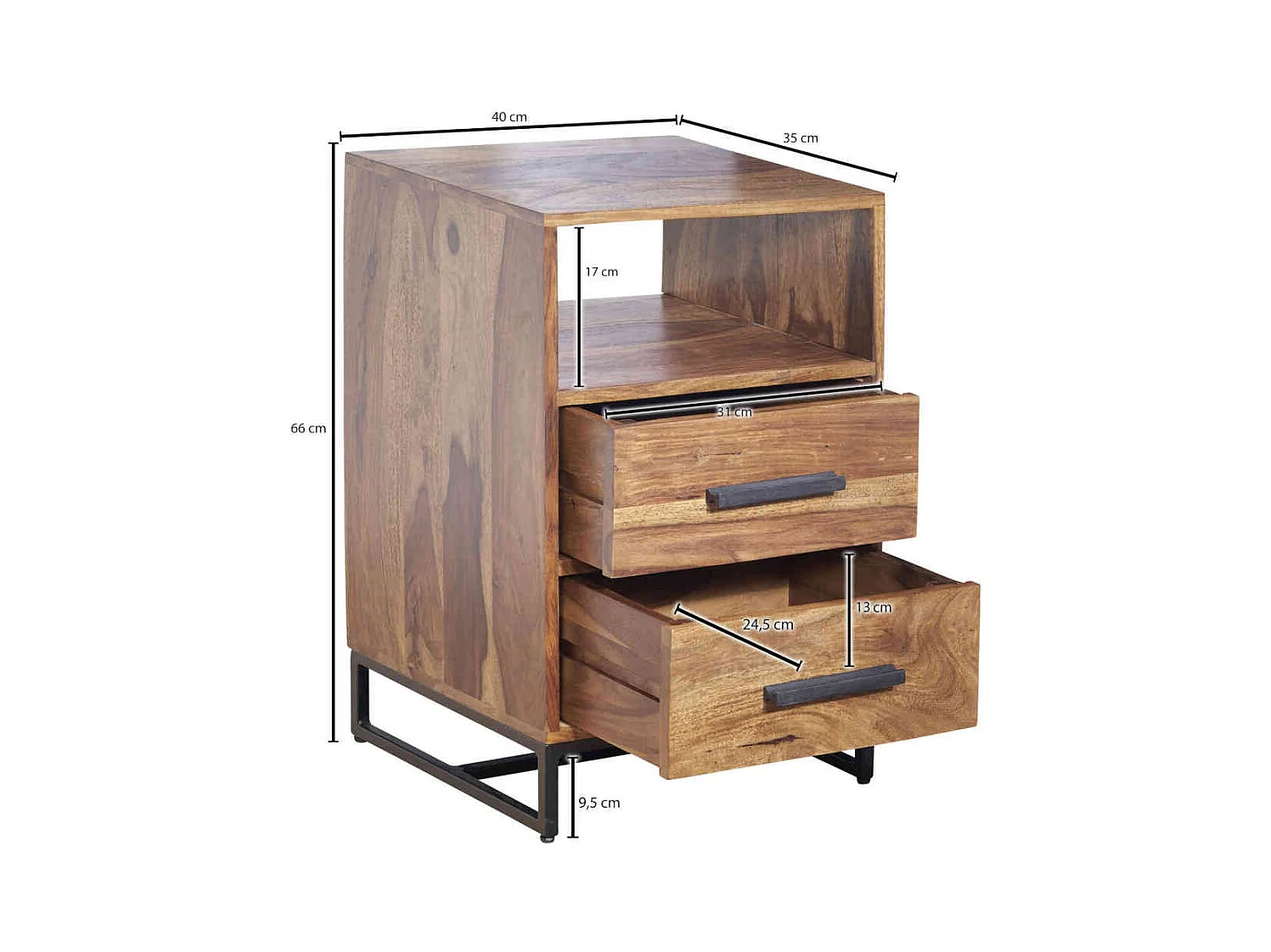 Nachtkästchen im Industry und Loft Stil zwei Schubladen