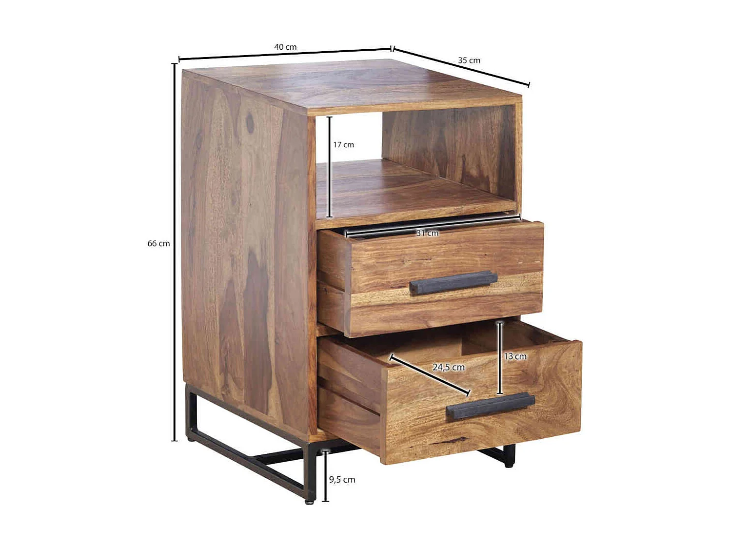 Nachtkästchen im Industry und Loft Stil zwei Schubladen