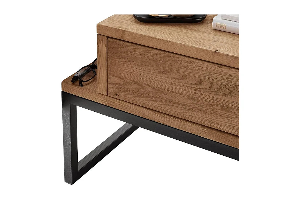 Nachttischschrank Schlaftisch aus Wildeiche Massivholz und Metall