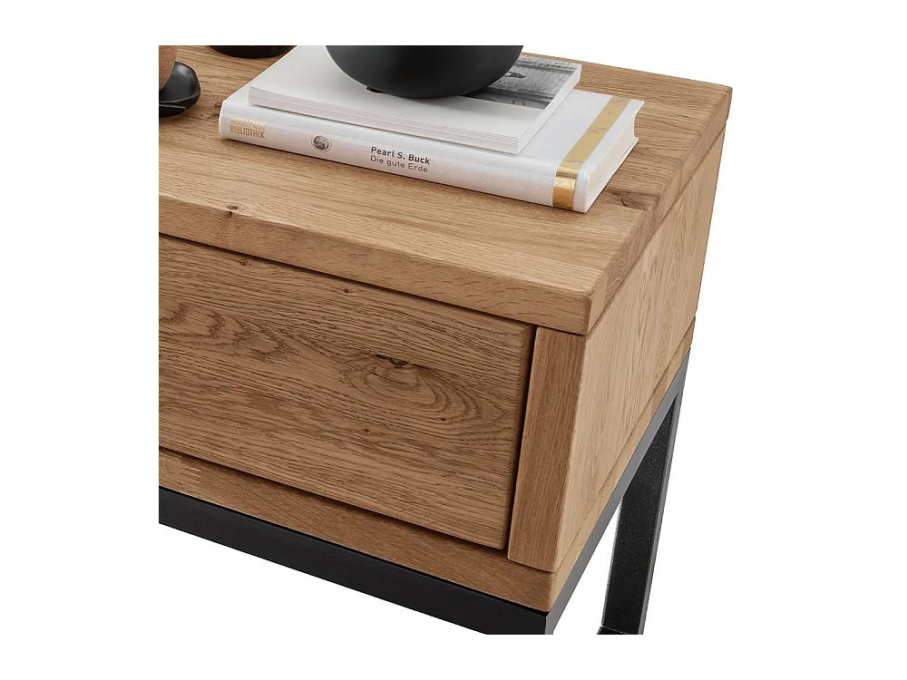Nachttischschrank Schlaftisch aus Wildeiche Massivholz und Metall