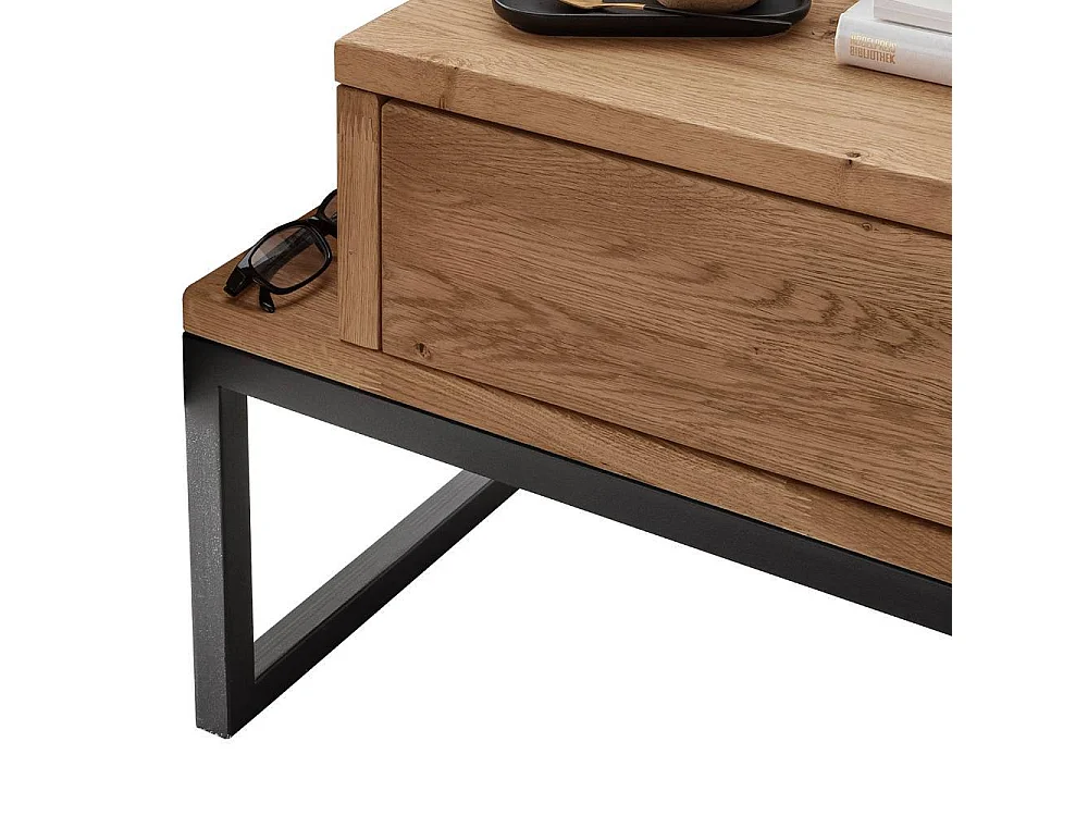 Nachttischschrank Schlaftisch aus Wildeiche Massivholz und Metall