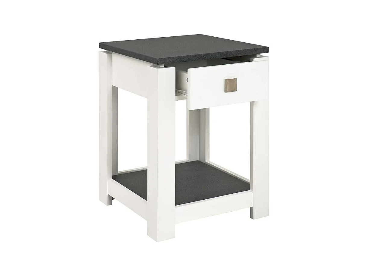 Nachtkonsole mit Schublade Weiß Grau