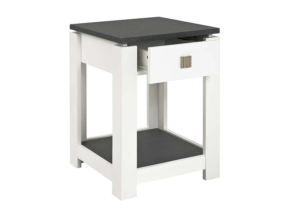 Nachtkonsole mit Schublade Weiß Grau