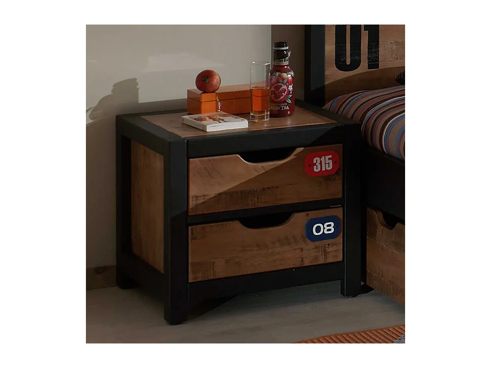 Nachtkonsole in Braun Schwarz Kiefer