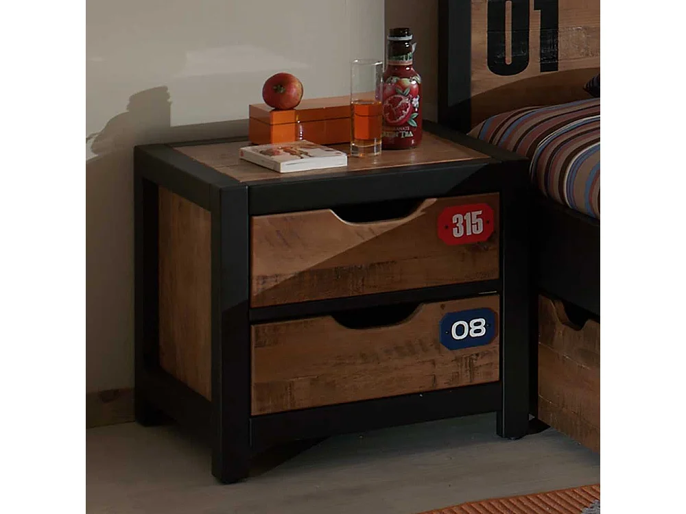 Nachtkonsole in Braun Schwarz Kiefer