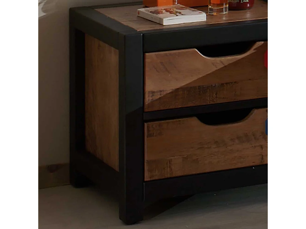 Nachtkonsole in Braun Schwarz Kiefer