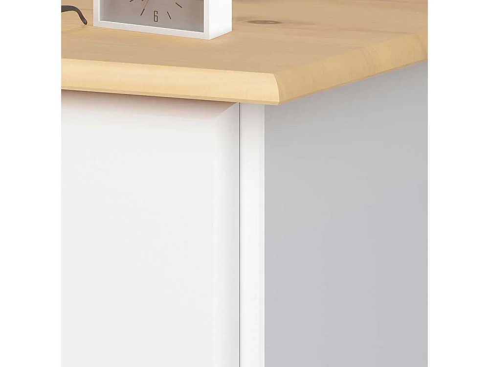 Nachtkommode in Weiß und Kieferfarben zwei Schubladen