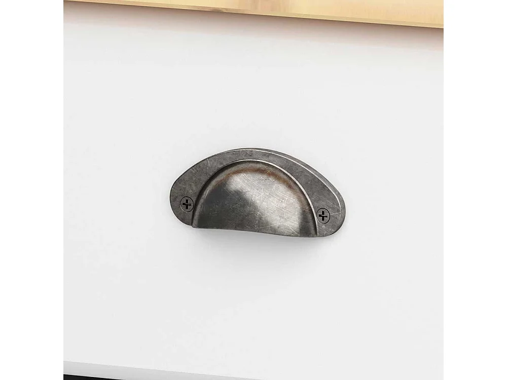 Nachtkommode in Weiß und Kieferfarben zwei Schubladen