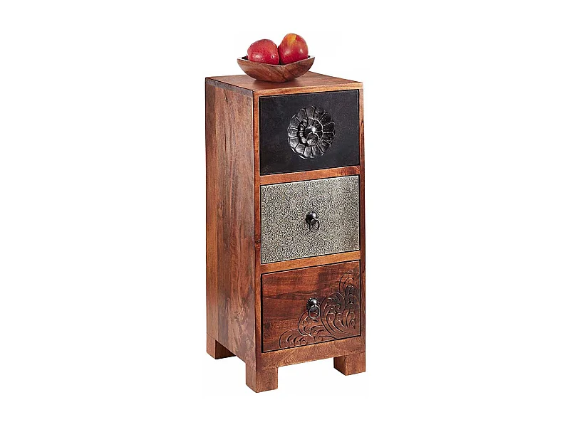 Vintage Kommode aus Akazie Massivholz mehrfarbig