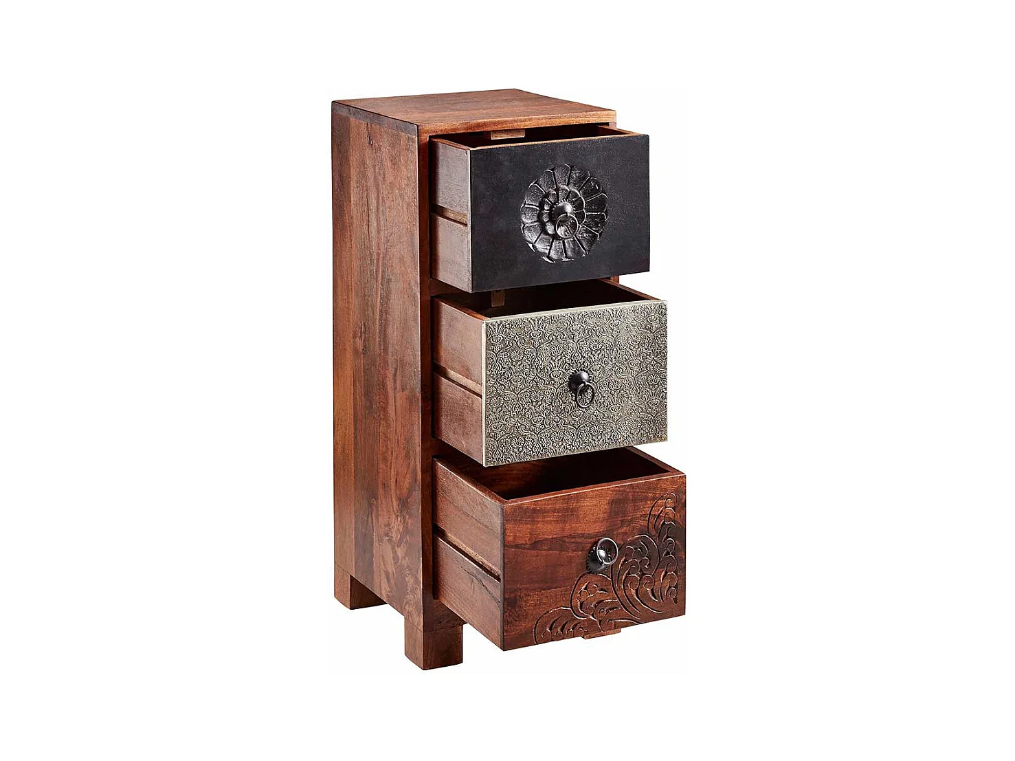 Vintage Kommode aus Akazie Massivholz mehrfarbig