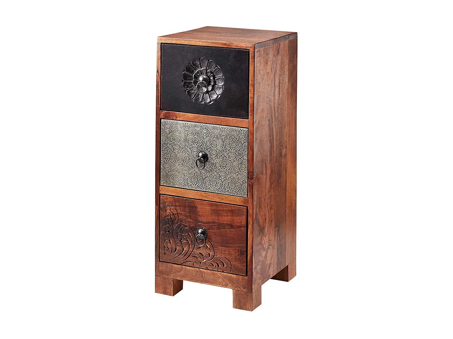 Vintage Kommode aus Akazie Massivholz mehrfarbig