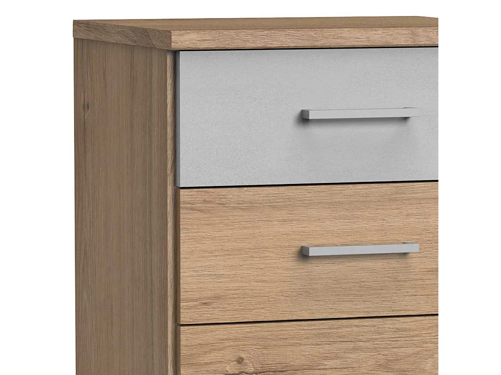 Nachtkommode zweifarbig in Eichefarben und Beton Lichtgrau 46 cm breit