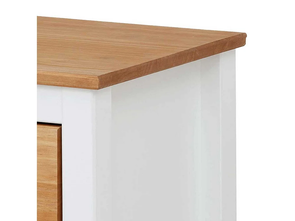 Landhaus Nachtkonsole mit zwei Schubladen Kieferfarben und Weiß