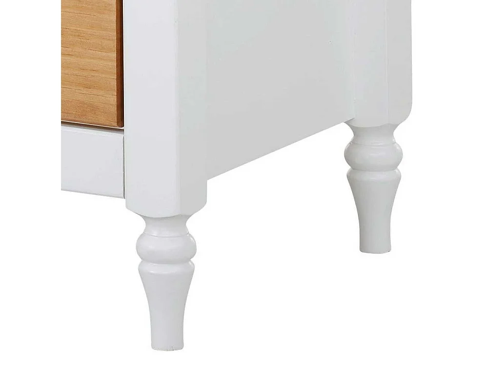 Landhaus Nachtkonsole mit zwei Schubladen Kieferfarben und Weiß