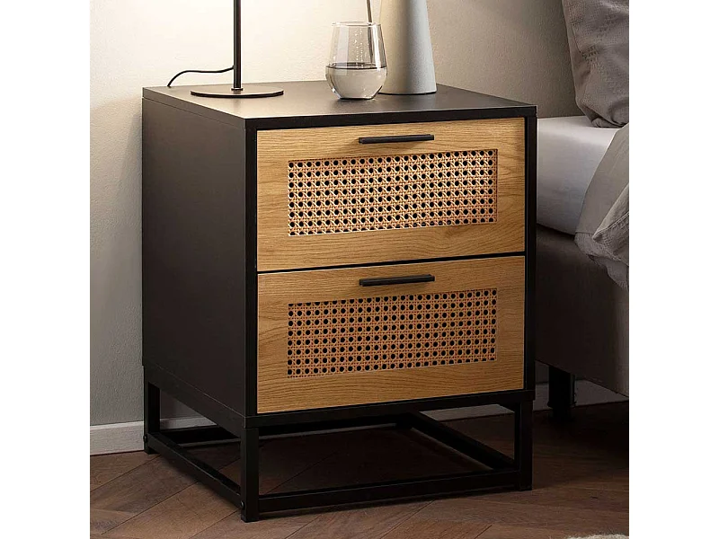 Bettkommode im Skandi Design mit zwei Schubladen