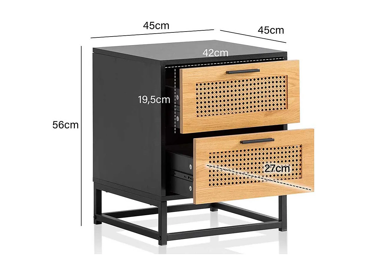 Bettkommode im Skandi Design mit zwei Schubladen
