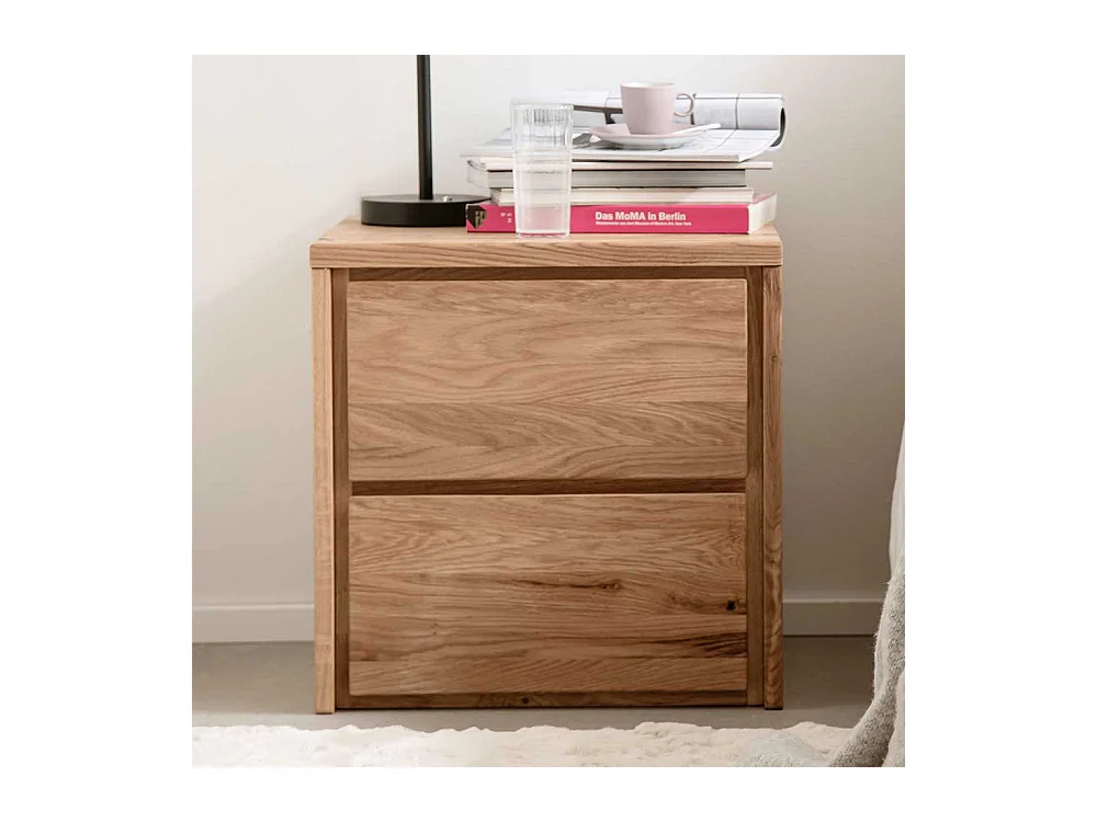 Nachttischkommode aus Eiche Massivholz zwei Schubladen