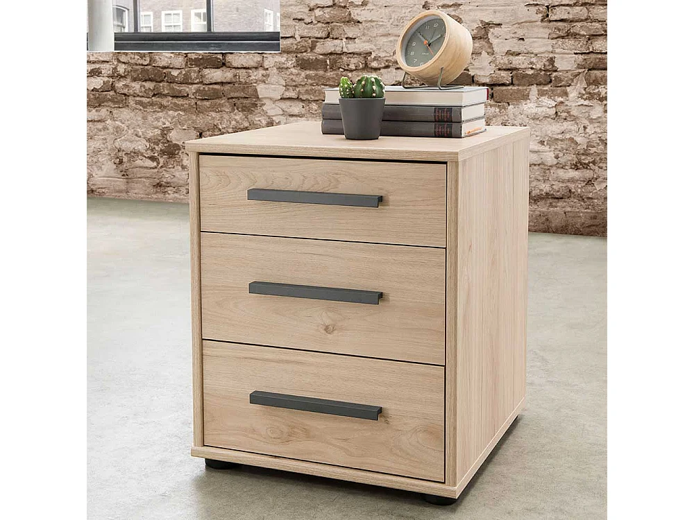 Nachtkommoden in Eiche Optik und Dunkelgrau Made in Germany