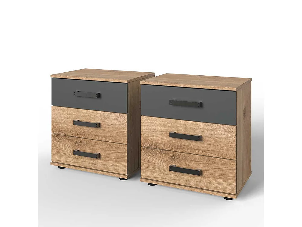 Nachtschränkchen im Industry und Loft Stil drei Schubladen