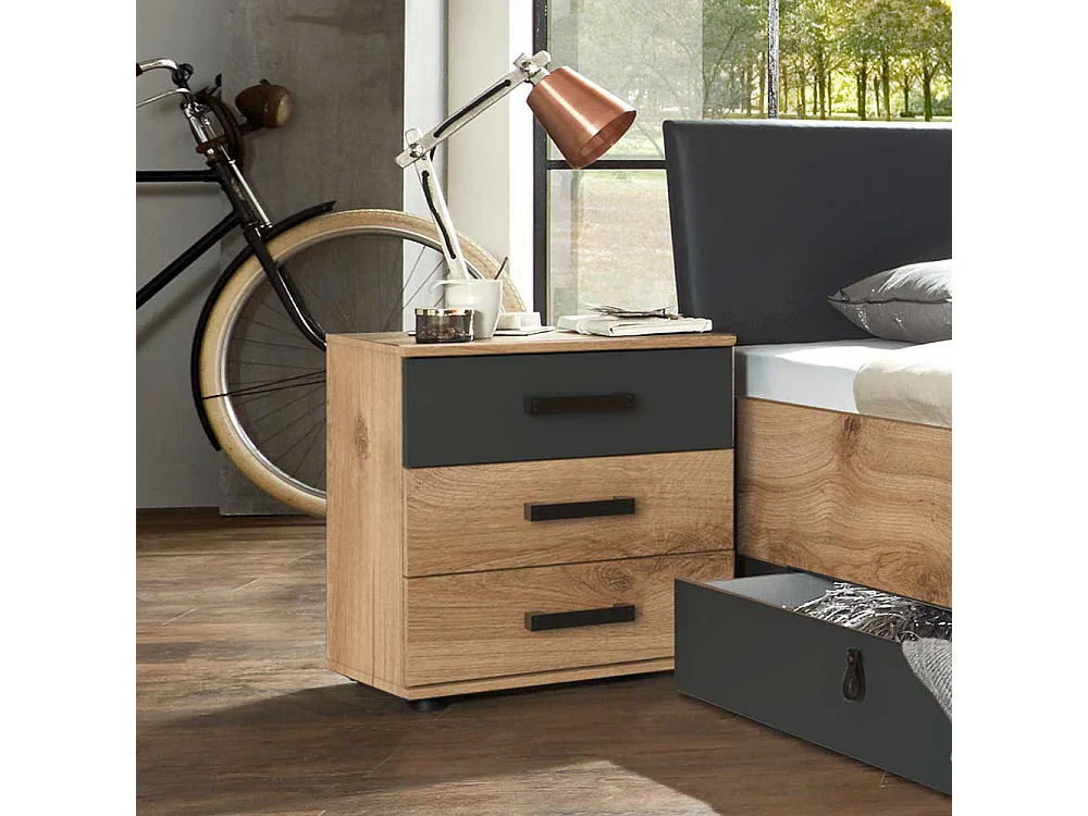 Nachtschränkchen im Industry und Loft Stil drei Schubladen