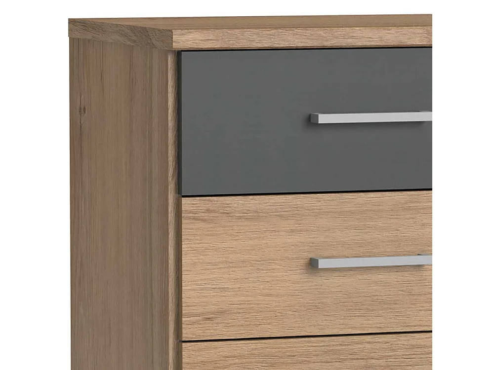 Moderne Nachtkonsole in Eichefarben und Dunkelgrau 58 cm hoch