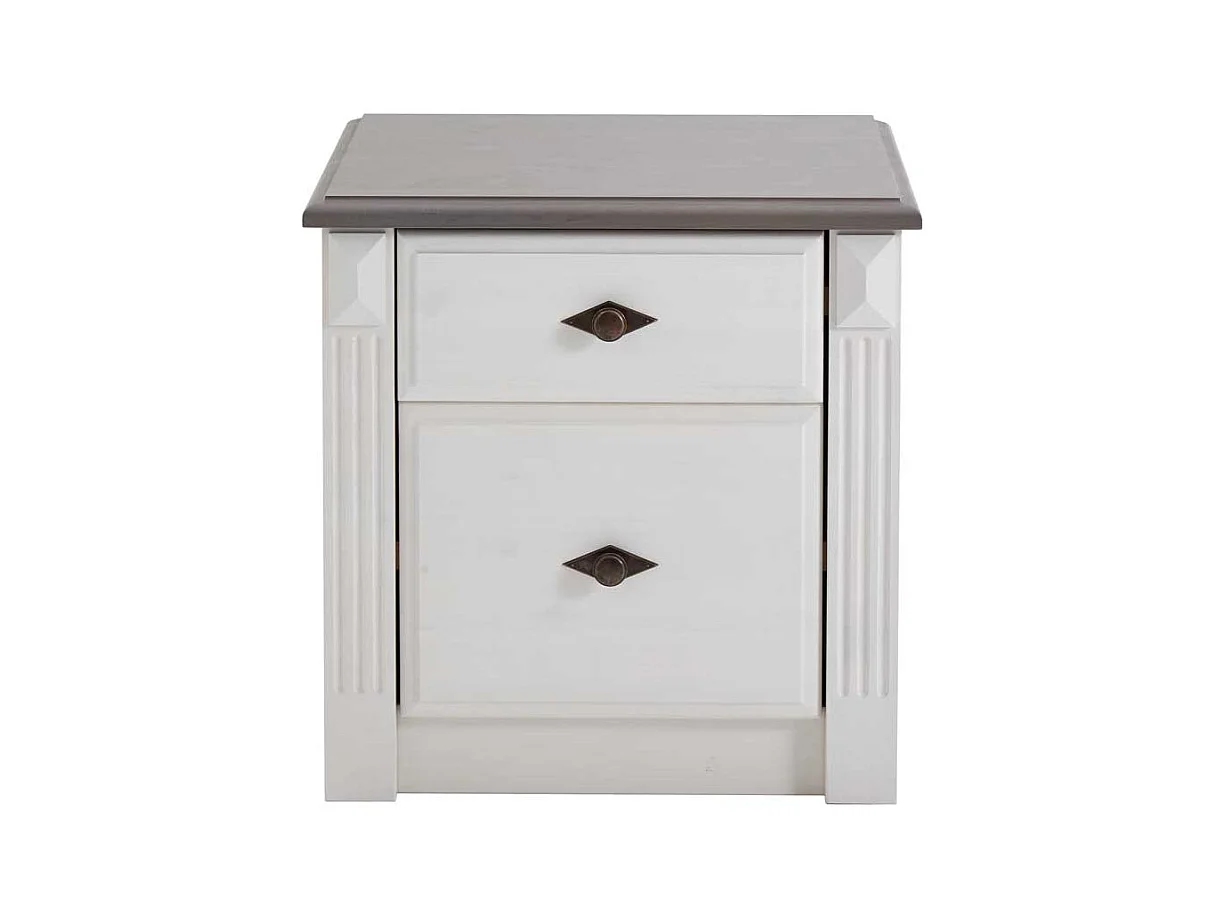 Nachtkonsole in Weiß Grau Kiefer teilmassiv