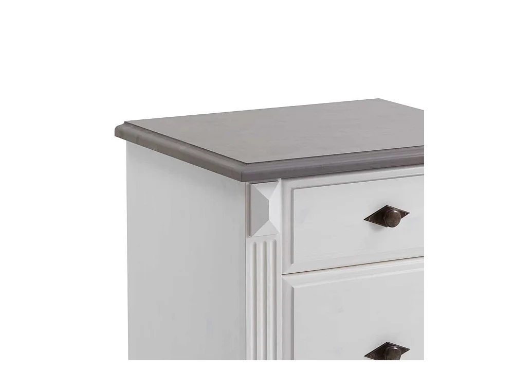 Nachtkonsole in Weiß Grau Kiefer teilmassiv