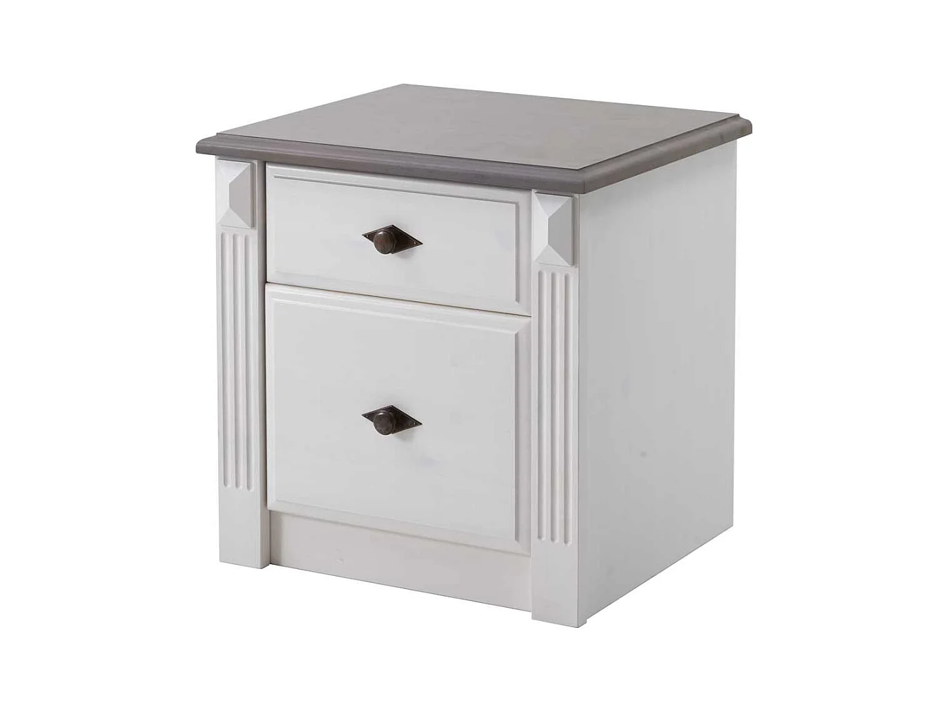 Nachtkonsole in Weiß Grau Kiefer teilmassiv