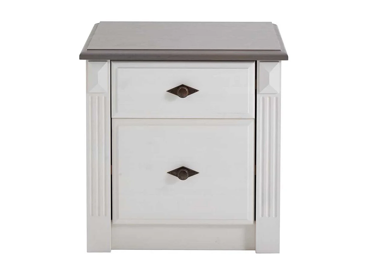 Nachtkonsole in Weiß Grau Kiefer teilmassiv