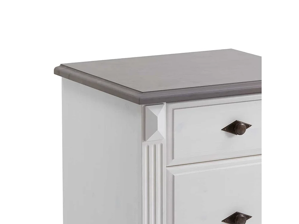 Nachtkonsole in Weiß Grau Kiefer teilmassiv