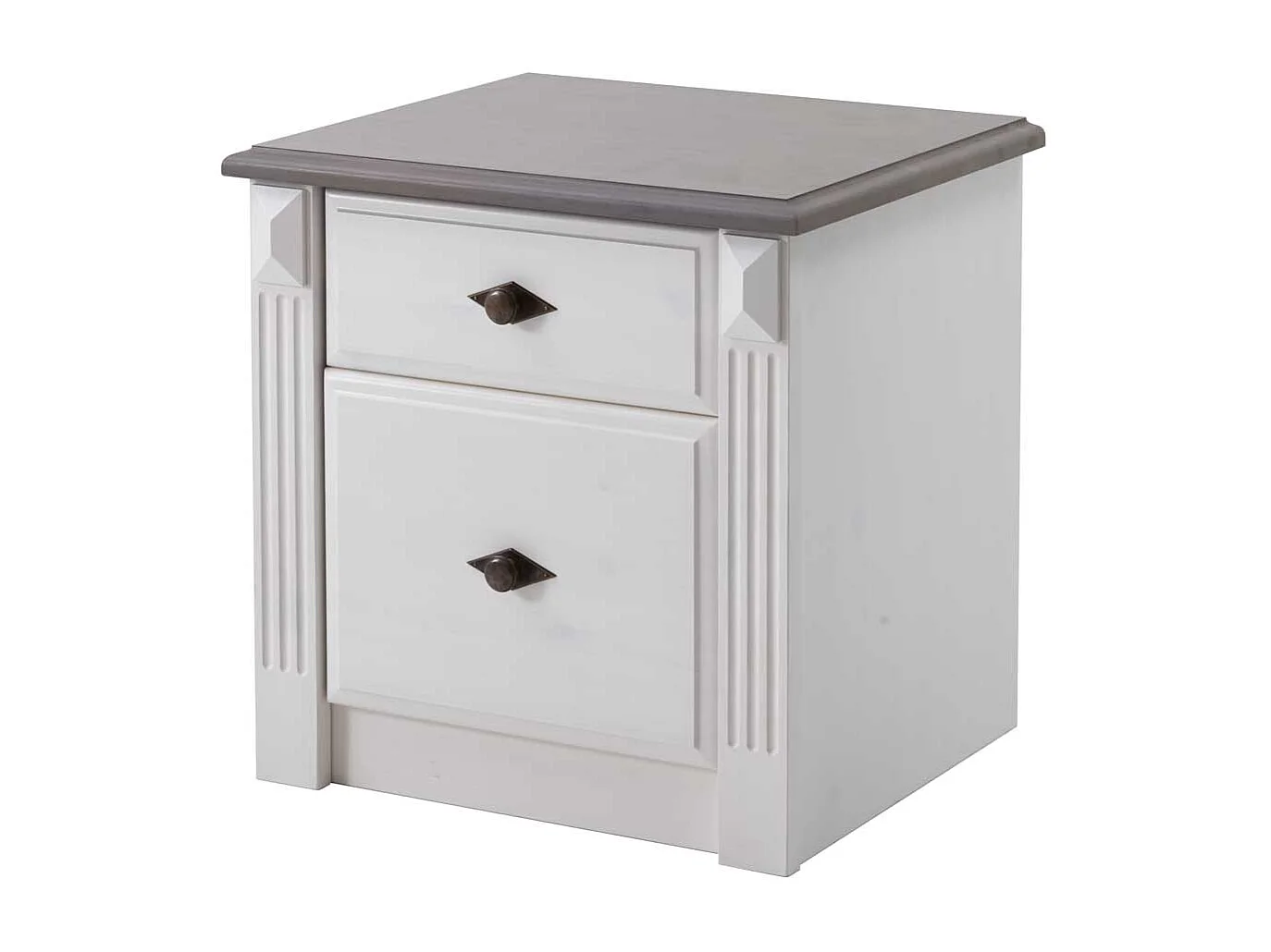 Nachtkonsole in Weiß Grau Kiefer teilmassiv